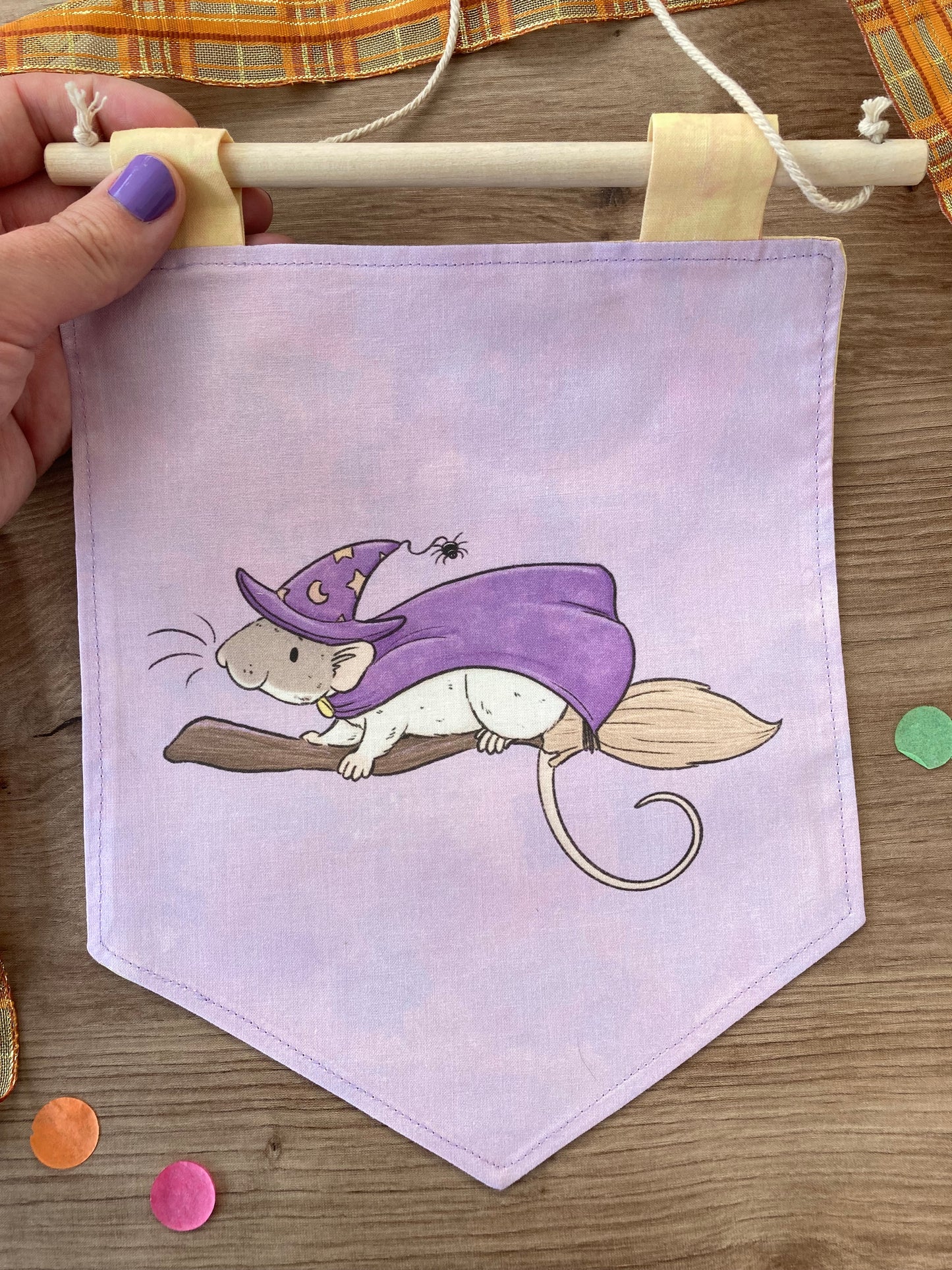 Autumn Rat Banner | Handmade Reversible Autumn Banner | Halloween Rat Banner