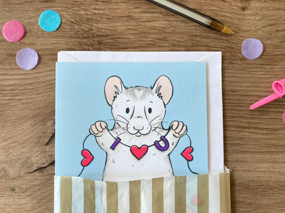 I Love You Rat | Cute Rat Love Greeting Card | Fancy Rat Gift