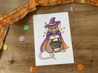 Trick Or Treat Rats A6 Art Prints | Pack Of 6 A6 Art Prints | Spooky Rat Decorations