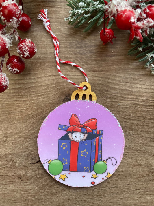 Ratty Presents | Cute Rat Christmas Tree Bauble