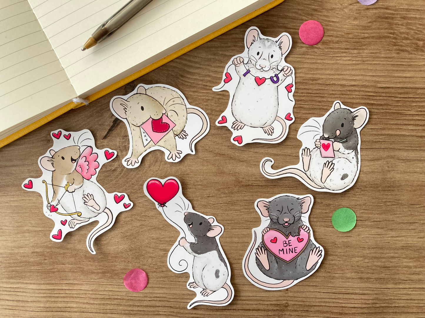 Love Rat Stickers | Set Of 6 Pet Rat Stickers