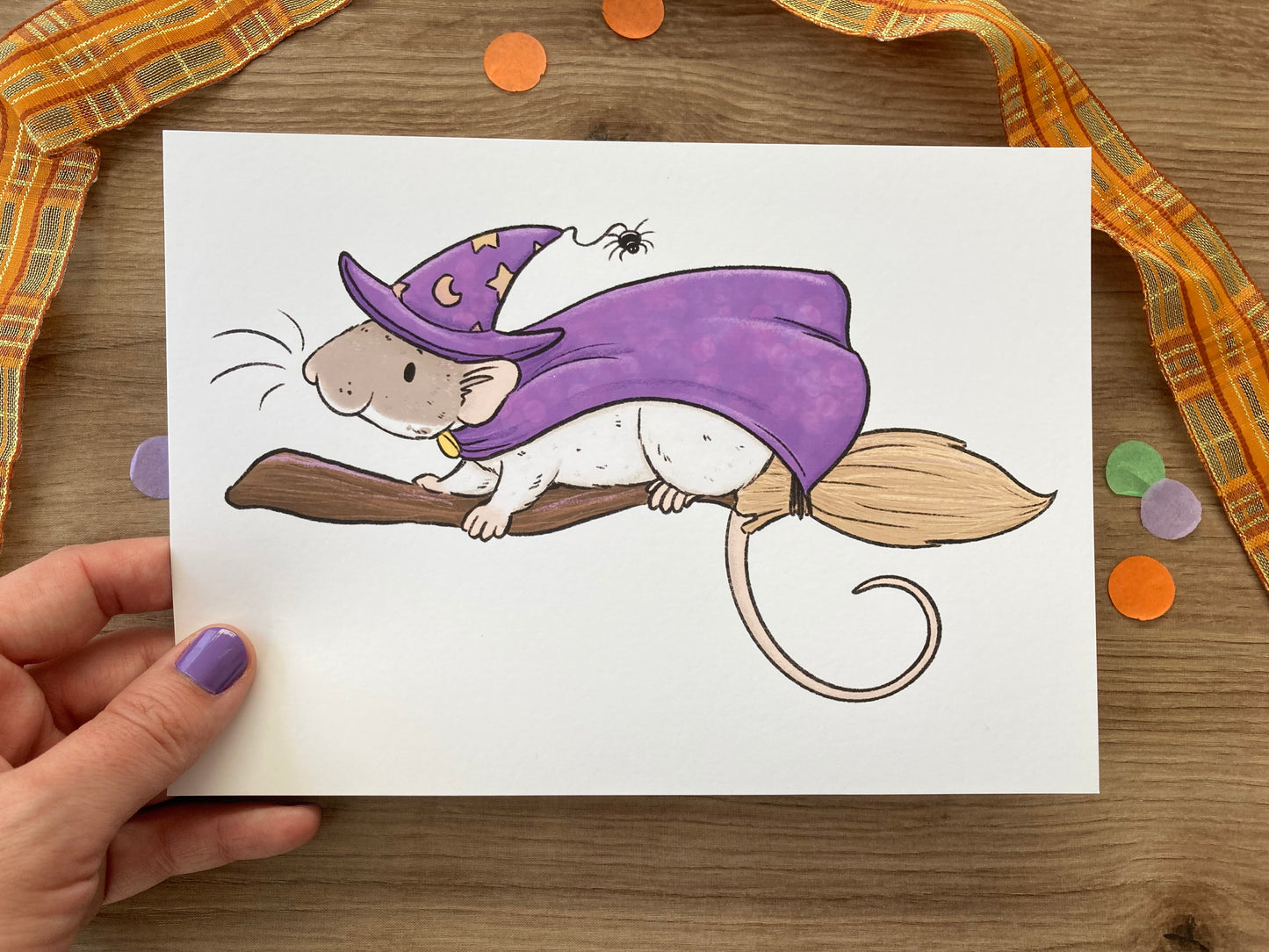 Amelia The Witchy Rat | Cute Rat Art Print | Halloween Rat Art