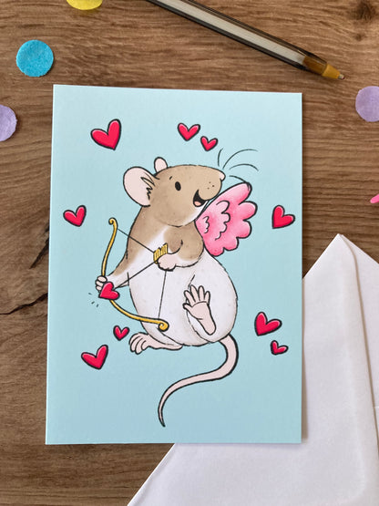 Cupid Rat | Cute Rat Blank Greeting Card | Fancy Rat Gift
