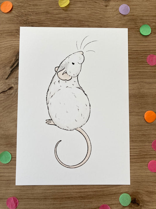 Rufus| Cute Roan Rat Art Print | Rat Artwork