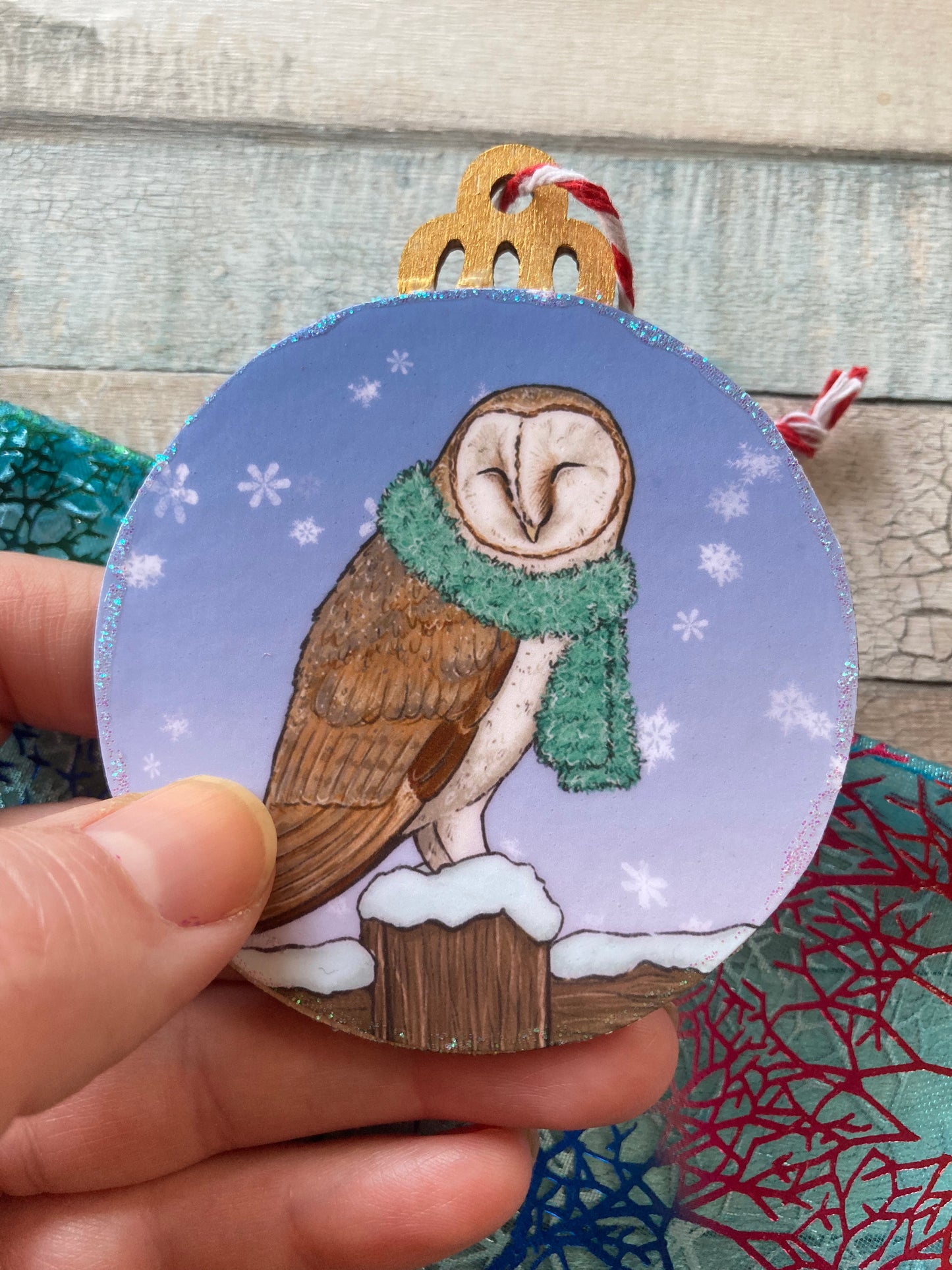 Snowy Barn Owl | Cute Winter Owl Christmas Tree Bauble