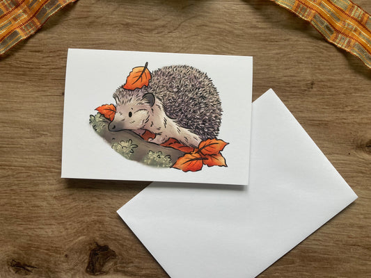 Autumn Hedgehog Greeting Card | Cute Hedgehog A6 Greeting Card