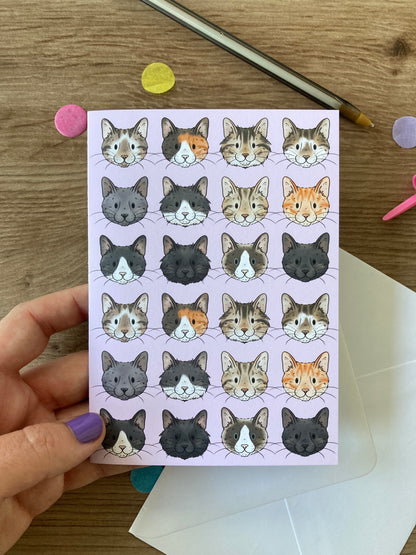 Cat Faces | Cute Cat greeting Card | Cat Gift