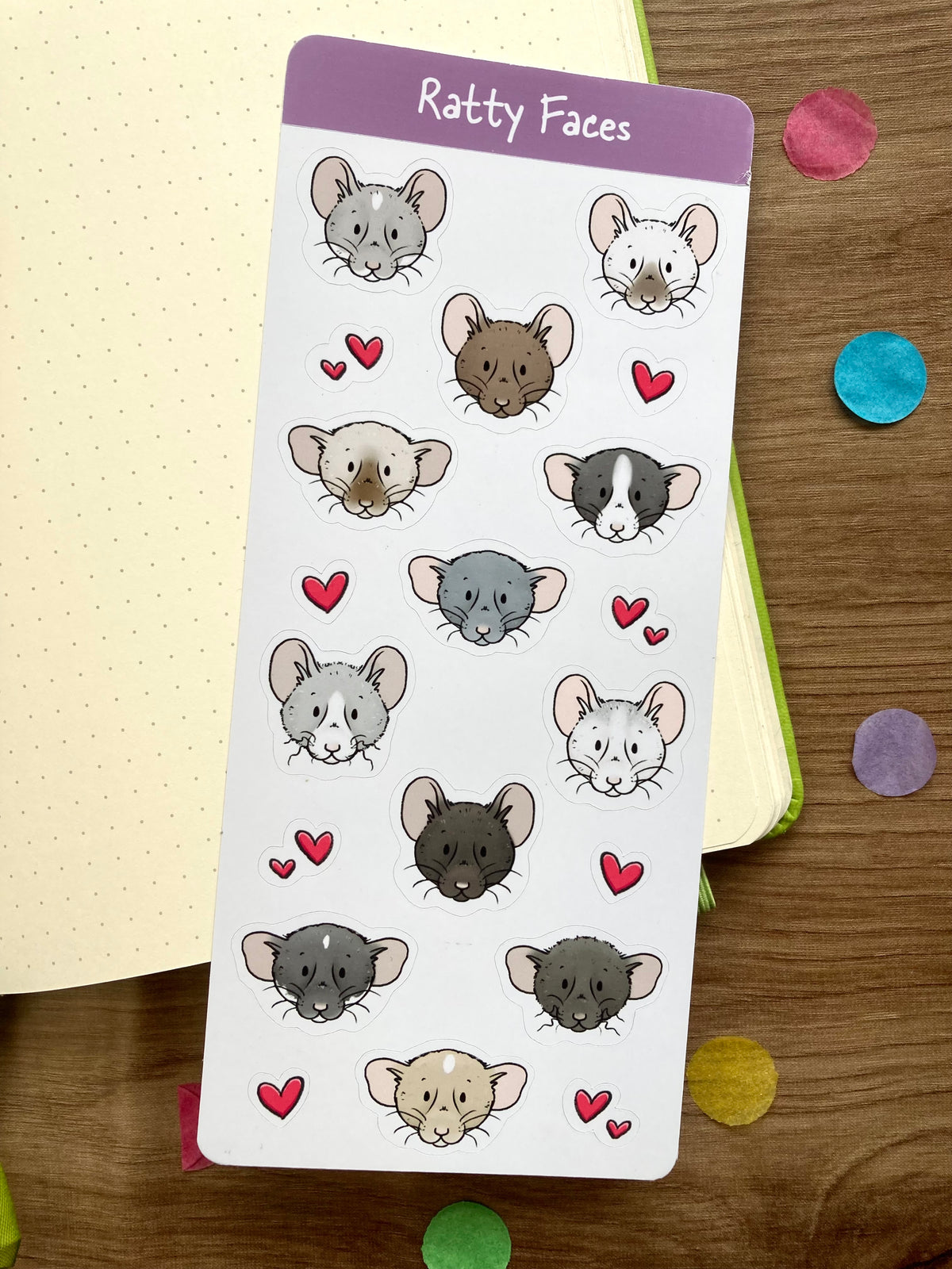 Ratty Faces Glossy Sticker Sheets | Pack Of 2 | Rat Stationery Gift