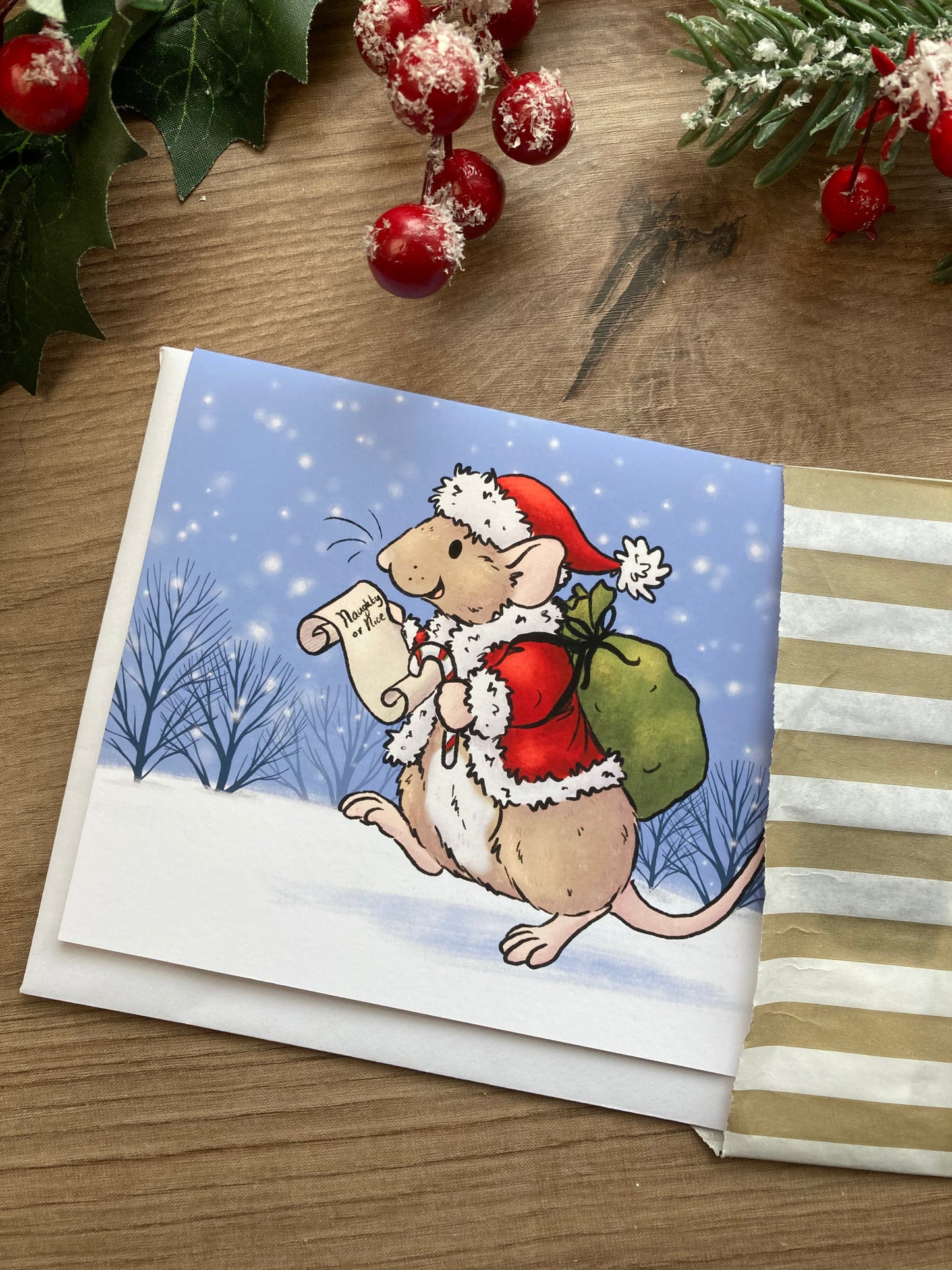 Santa Boggles | Cute Rat Christmas Card