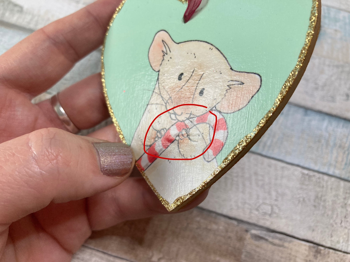 Candy Cane Rat | Heart Decoration With Imperfections
