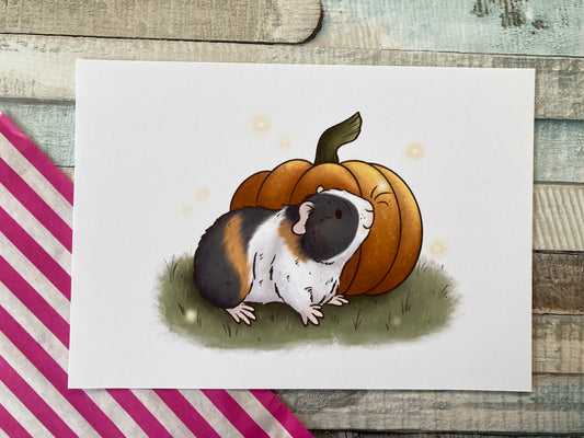 Pumpkin Spice | Cute Guinea Pig Art Print