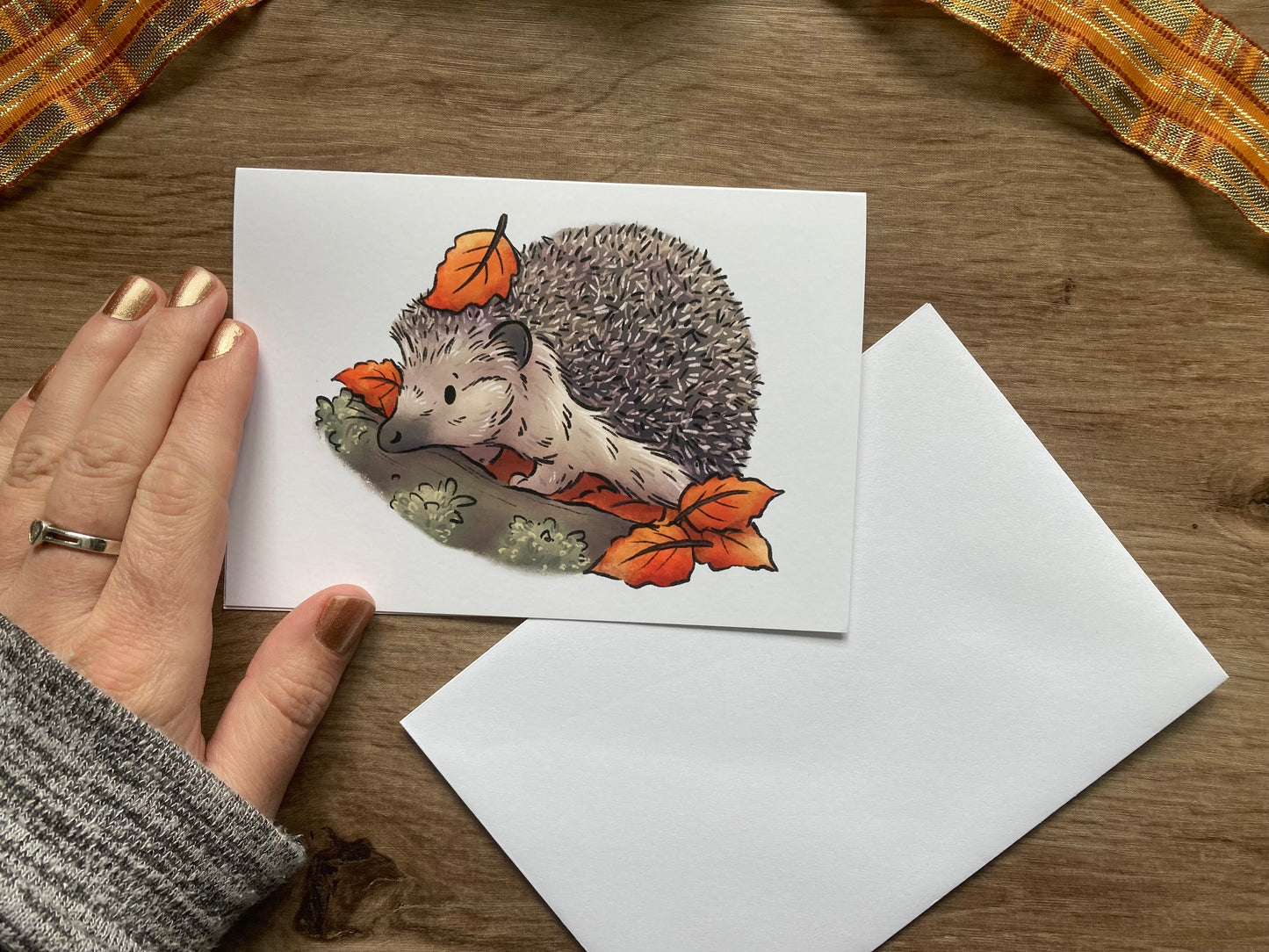 Autumn Hedgehog Greeting Card | Cute Hedgehog A6 Greeting Card