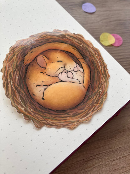 Sleepy Dormouse Vinyl Sticker | Mouse Art | Wildlife Gift