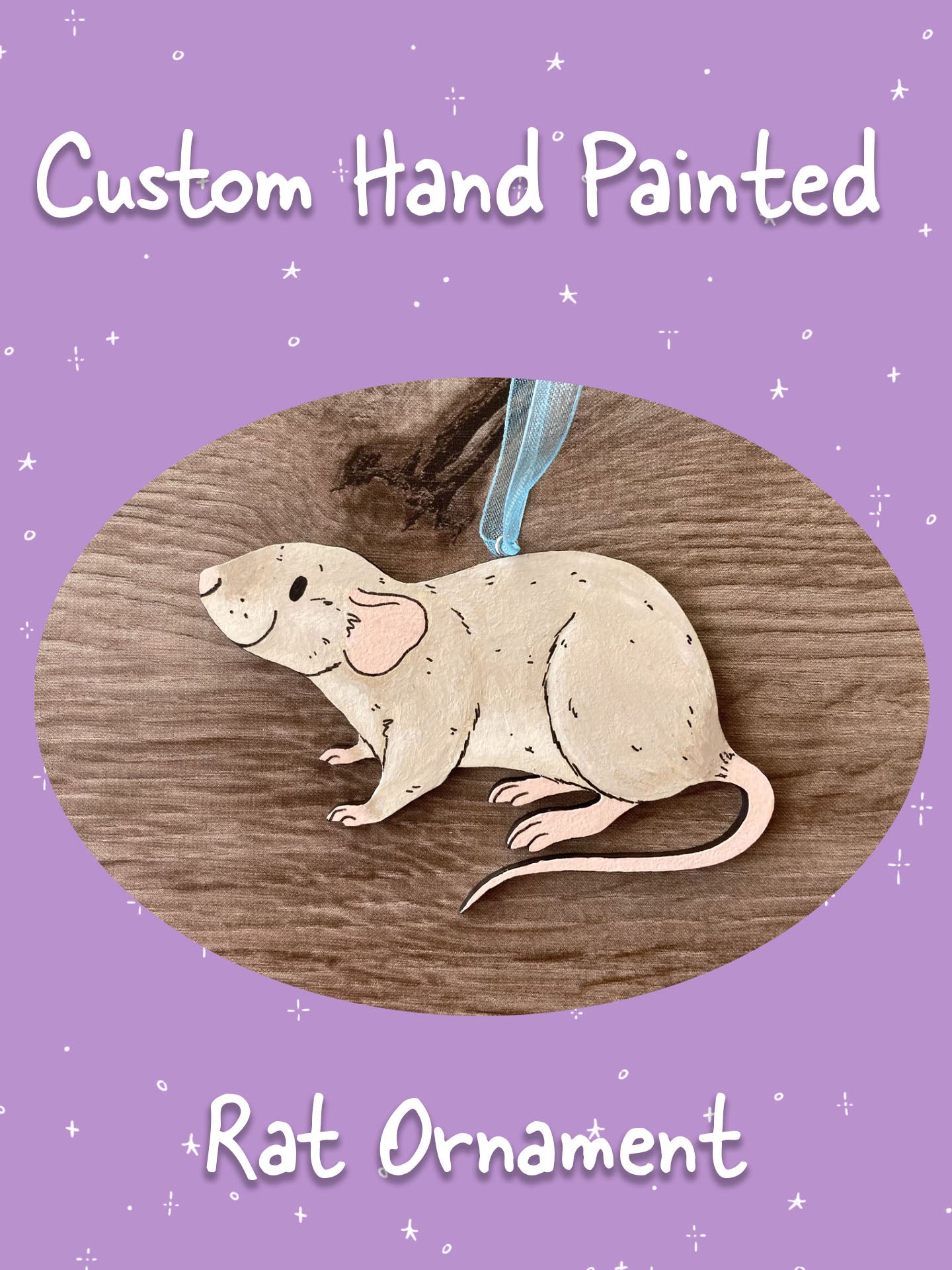 Custom Hand Painted Rat Decoration | Cute Custom Fancy Rat Ornament