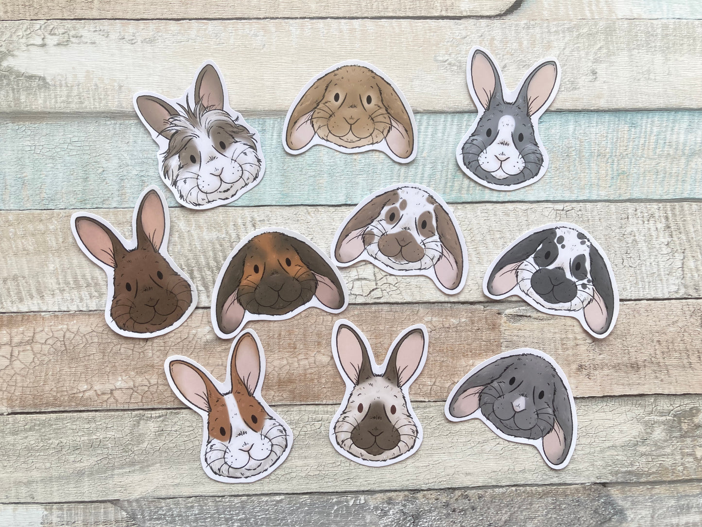 Bunny Faces Sticker Faces | Pack of 10 Cute Bunny Stickers