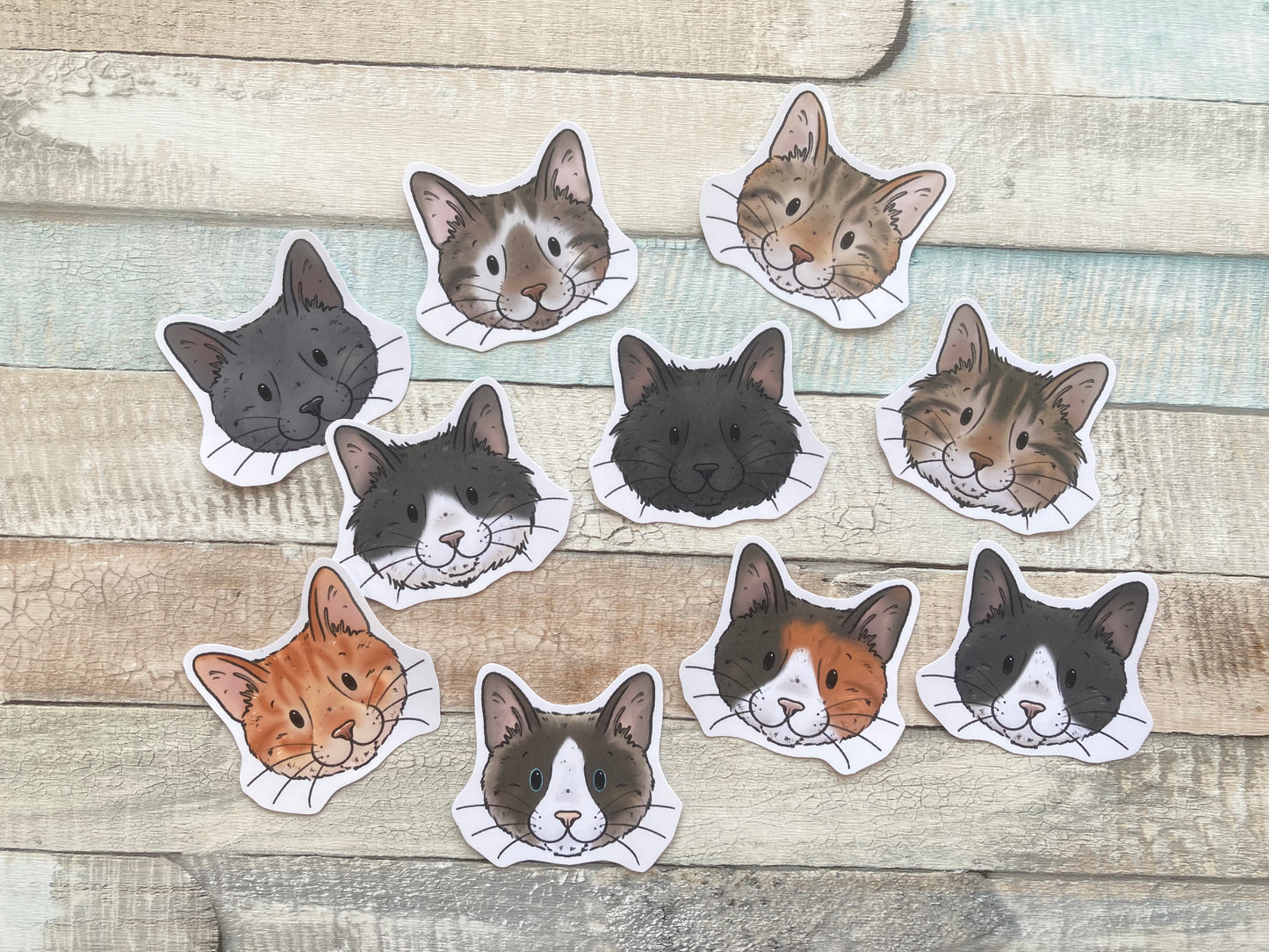 Cat Faces Stickers | Set Of 10 Cat Stickers