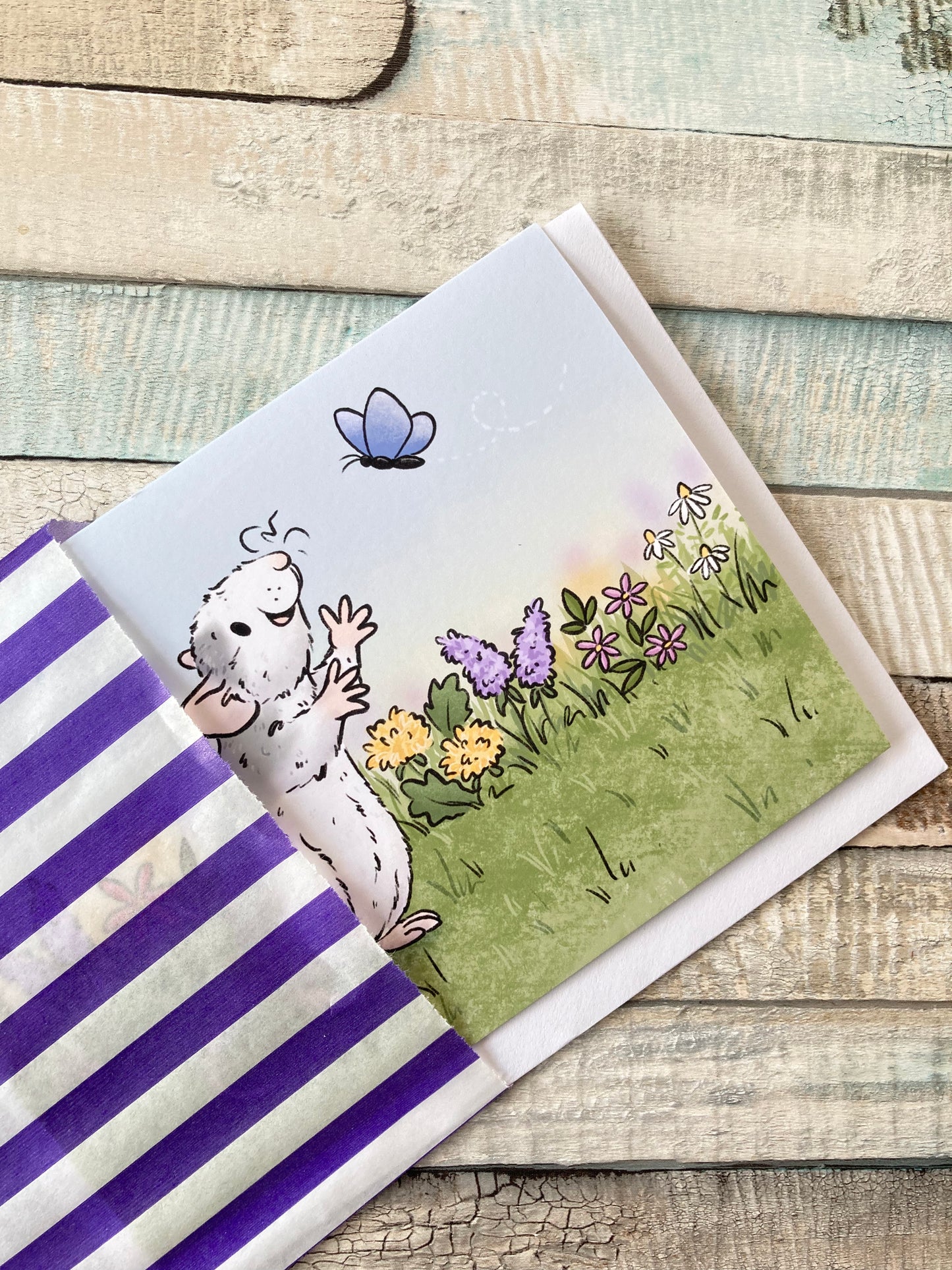 Spring Ratty A6 Blank Greeting Card, Any Occasion, Rat Lover gift, Cute Animal Card