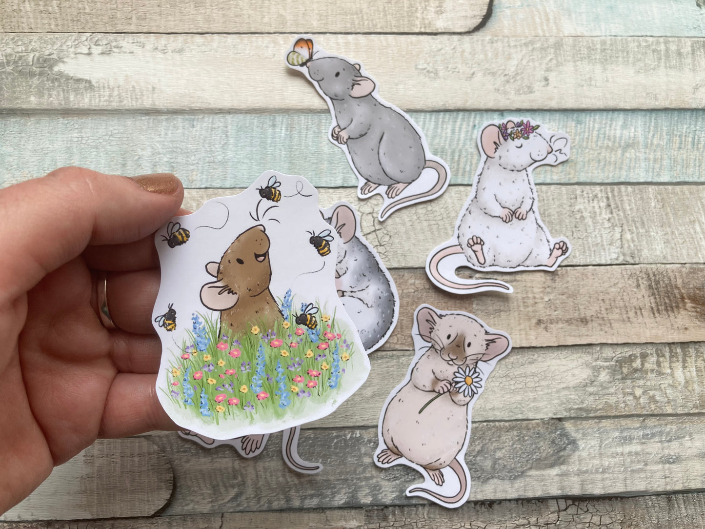 Spring Rat Sticker Pack | Set of 6 Cute Rat Stickers