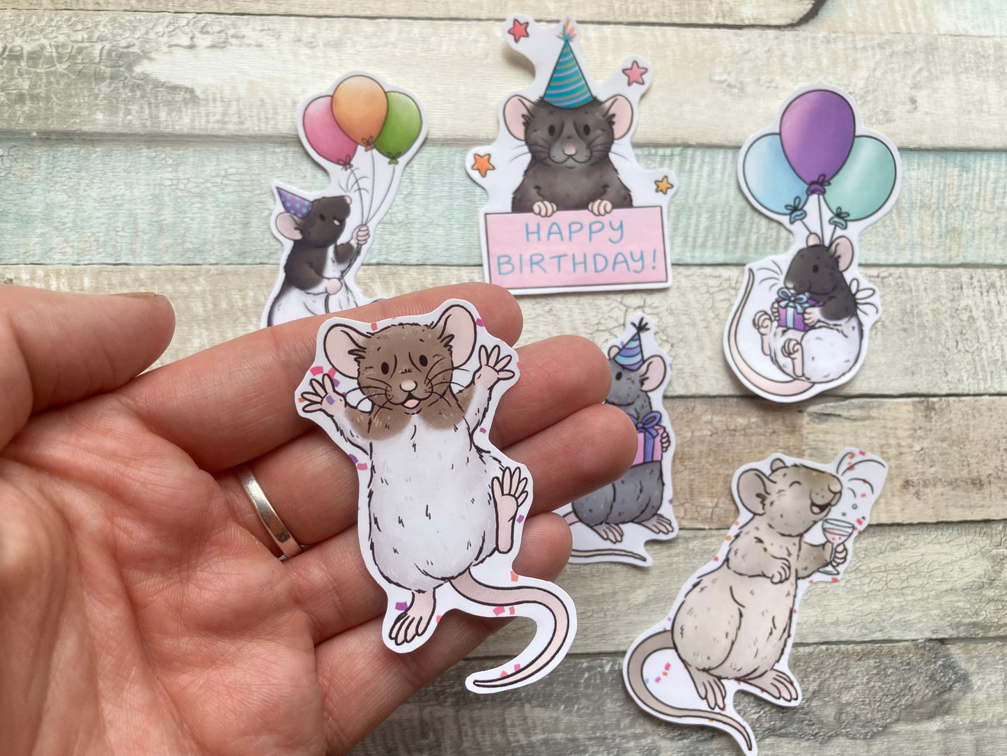 Birthday Rat Stickers | Set Of 6 Rat Stickers