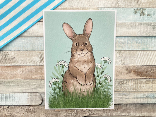 Spring Bunny Art Print | Rabbit Artwork