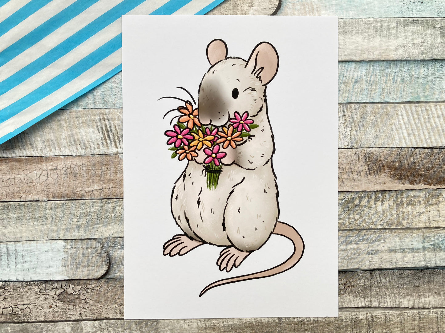 Summer Blooms Rat Art Print