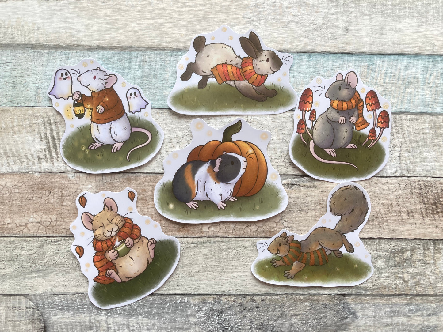 Autumn Animal Stickers | Set of 6 Cute Autumn Themed Animal Stickers