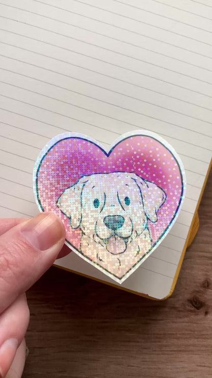 Labrador Love Heart Vinyl Sticker | Cute Holographic Dog Sticker | Valentines Labrador Gift