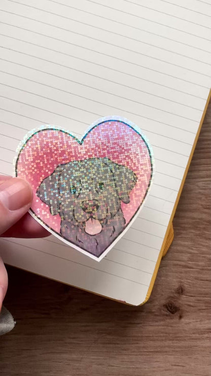 Labrador Love Heart Vinyl Sticker | Cute Holographic Dog Sticker | Valentines Labrador Gift