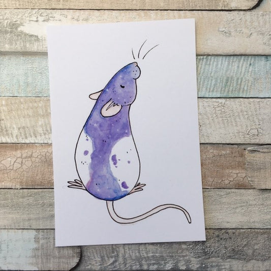 Space Rat Art Print, Galaxy Hooded Rat, 6x4 Size, Cute Rat Gift, Rat Wall Art