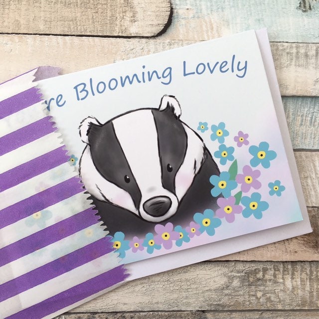 Blooming Lovely Badger A6 Greeting Card