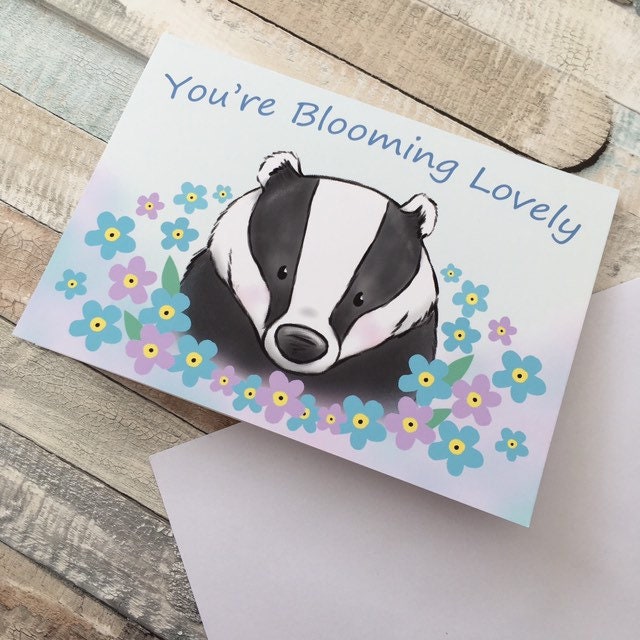 Blooming Lovely Badger A6 Greeting Card