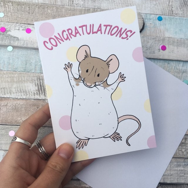 Congratulations Fancy Rat A6 Greeting card, Cute pet at celebration card, rat lover gift