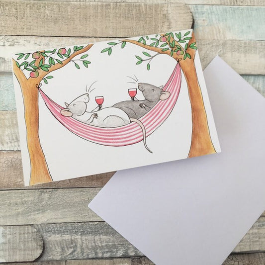 Ratty Hammock A6 Blank Greeting Card, Fancy Rat Card For Any Occasion, Rat Lover Gift