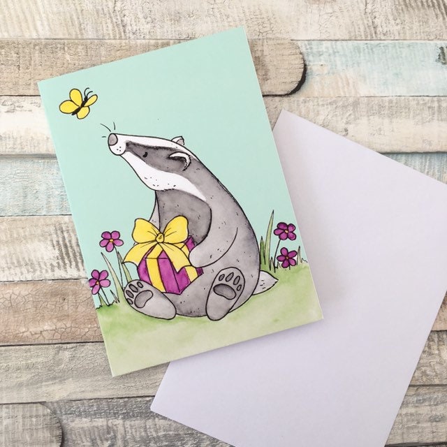 A6 and A5 Badger Birthday Card