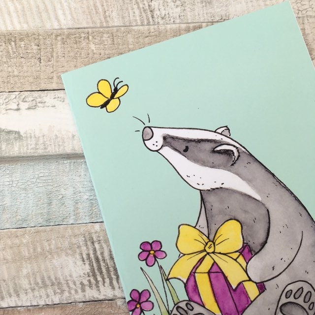 A6 and A5 Badger Birthday Card