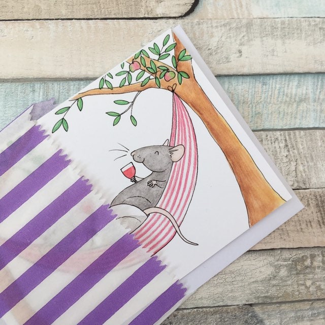 Ratty Hammock A6 Blank Greeting Card, Fancy Rat Card For Any Occasion, Rat Lover Gift