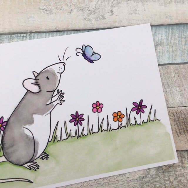 Spring Ratty 6 x 4 inch Art Print | Spring Flowers Illustration, Fun Ratty Wall Art For Rat Lovers