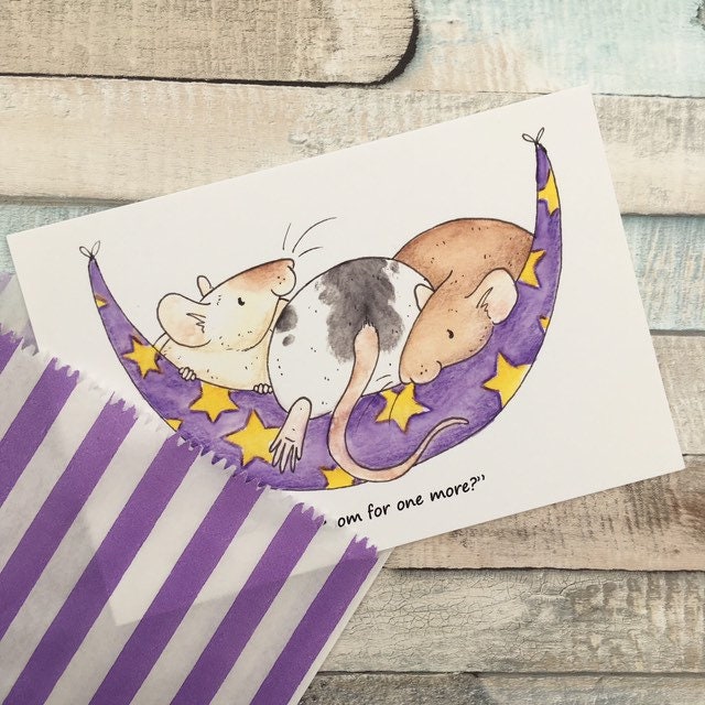 Room for one more cute pet rat art print. A5 and 6x4 sizes. Ratty gift, fancy rat wall art. Rat room art.