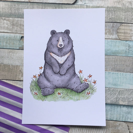 Moon bear - Bears of the World Series - Watercolour painting, art print sizes A5 6x4 240gsm paper animal art bear gift