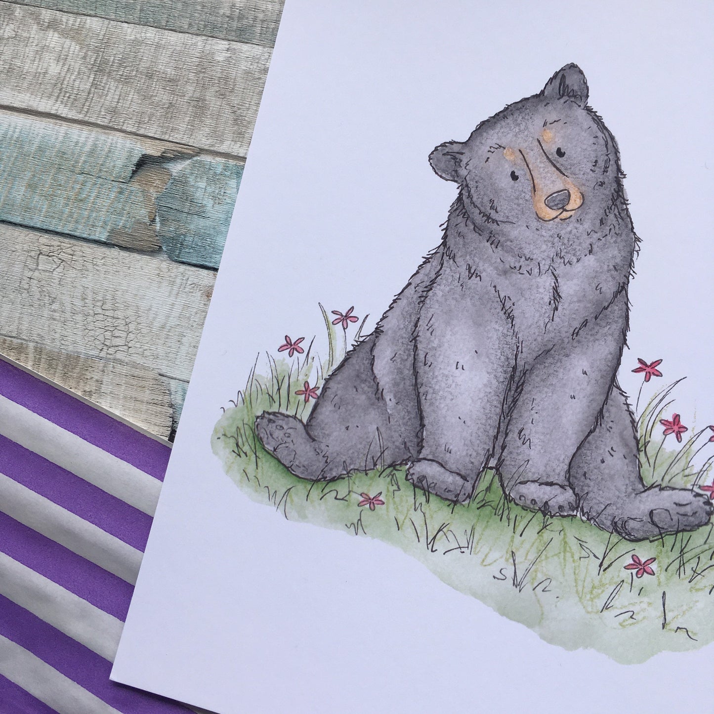 Black bear - Bears of the World Series - Watercolour painting, art print sizes A5 6x4 240gsm paper animal art bear gift