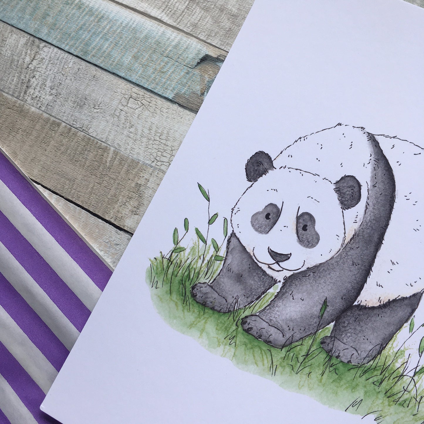 Giant panda bear - Bears of the World Series - Watercolour painting, art print sizes A5 6x4 240gsm paper animal art bear gift