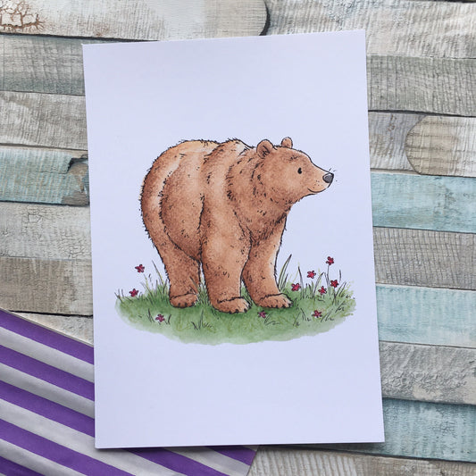 Brown bear- Bears of the World Series - Watercolour painting, art print sizes A5 6x4 240gsm paper animal art bear gift