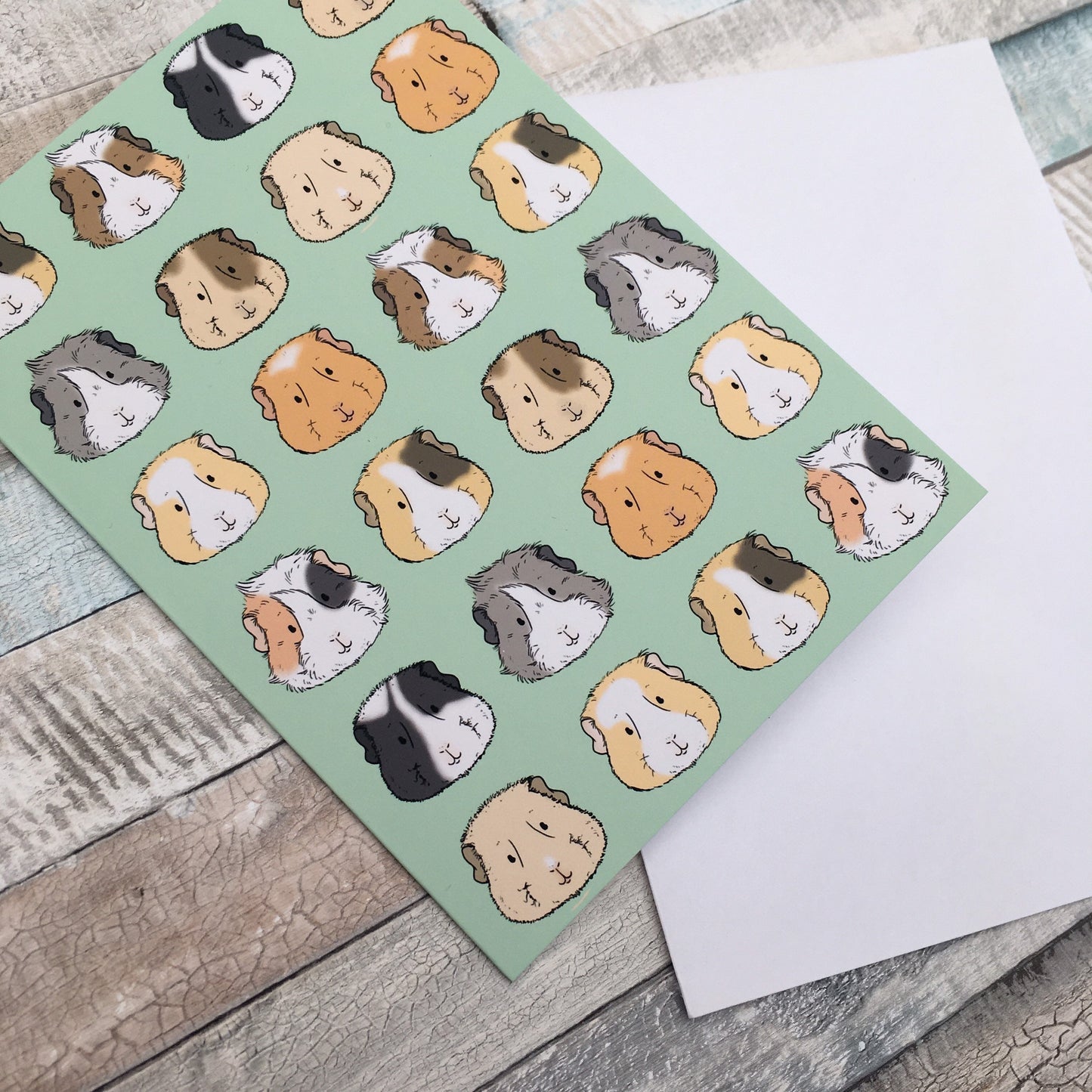 Guinea Pig Faces A6 Blank Greeting Card with White Envelope, Any Occasion Animal Lover Card, Guinea Pig lover Birthday, Just For You Card