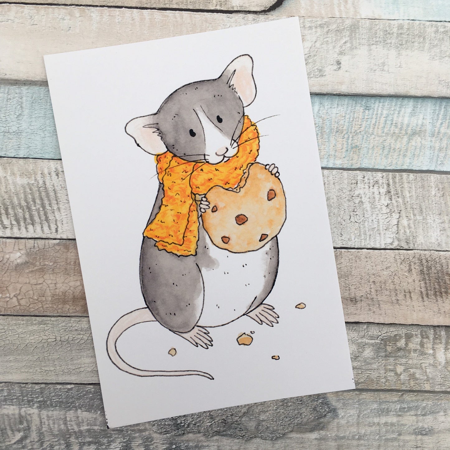 Cookie the Rat Art Print - A5 6x4 Art Print Pet Rat Fancy Rat Digital Painting Art Print