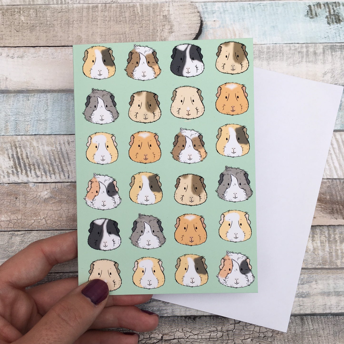 Guinea Pig Faces A6 Blank Greeting Card with White Envelope, Any Occasion Animal Lover Card, Guinea Pig lover Birthday, Just For You Card