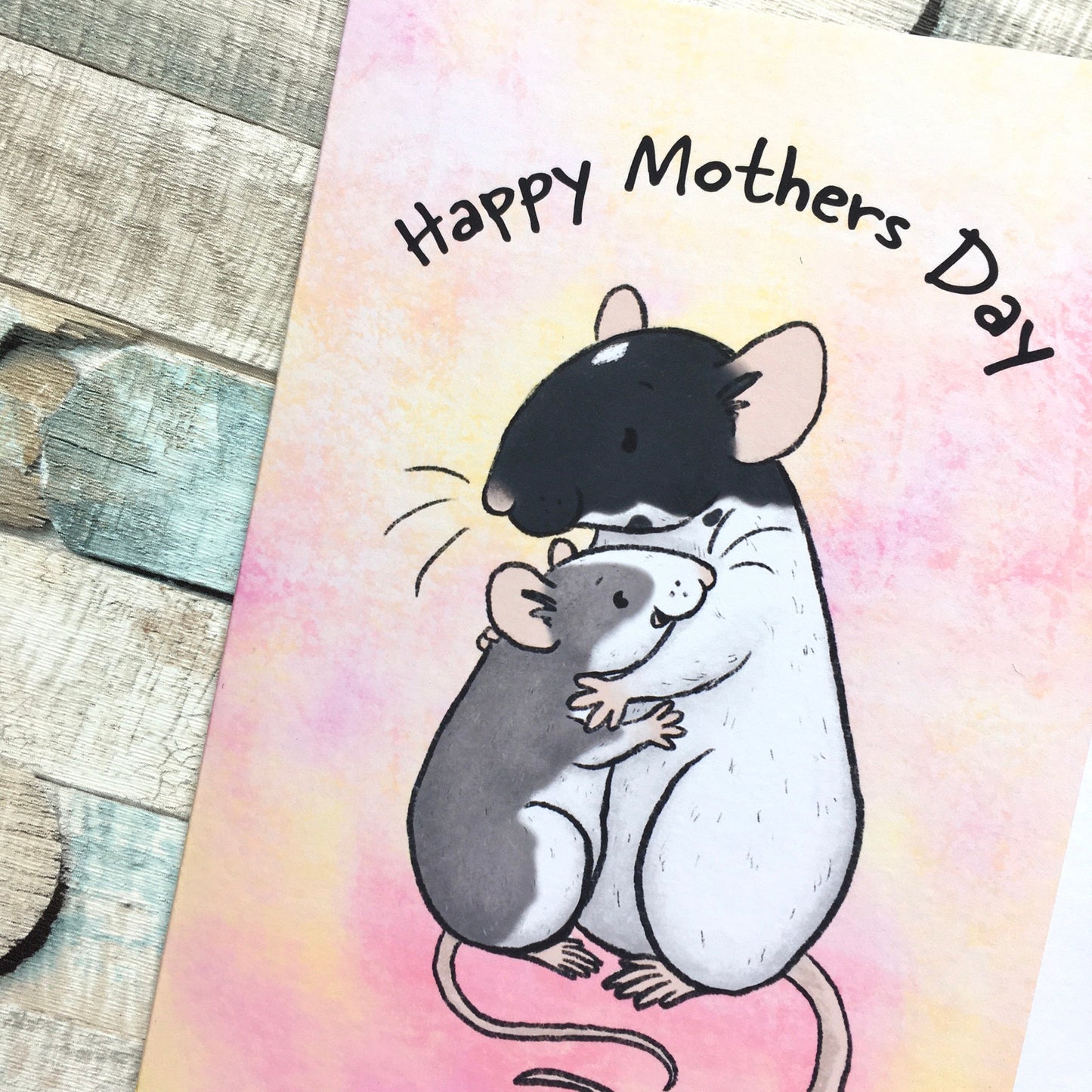 Happy Mothers Day Pet Rat Blank A6 Sized Greeting Card, Rat Mum Gift, Fancy Rat Mum Gift Card