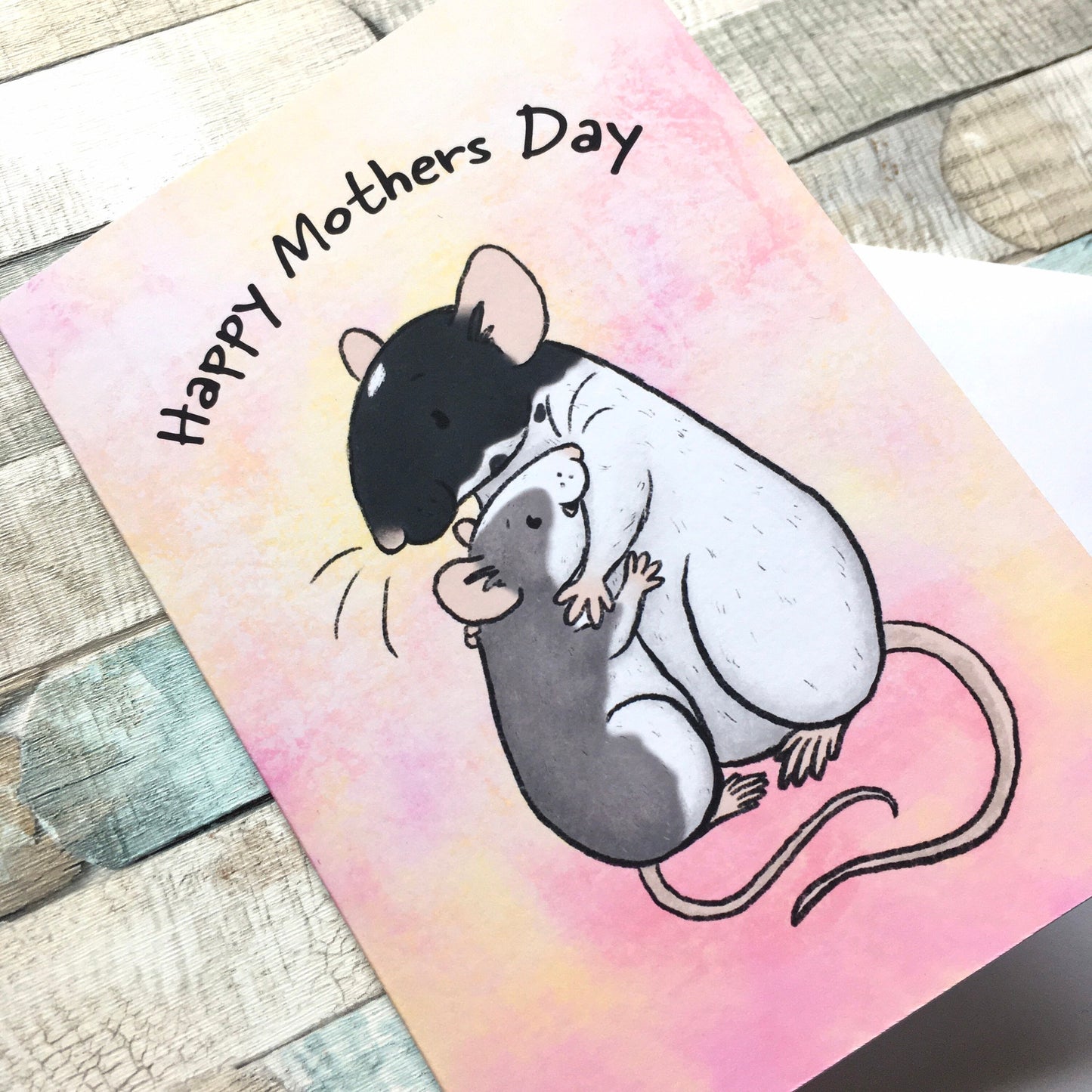 Happy Mothers Day Pet Rat Blank A6 Sized Greeting Card, Rat Mum Gift, Fancy Rat Mum Gift Card