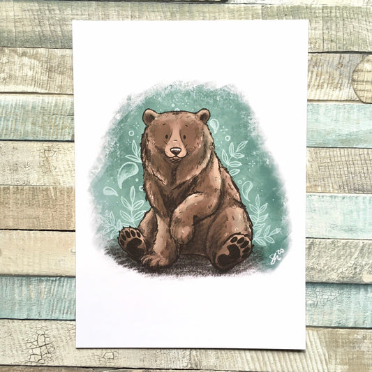 Amber The Brown Bear A5 Art Print