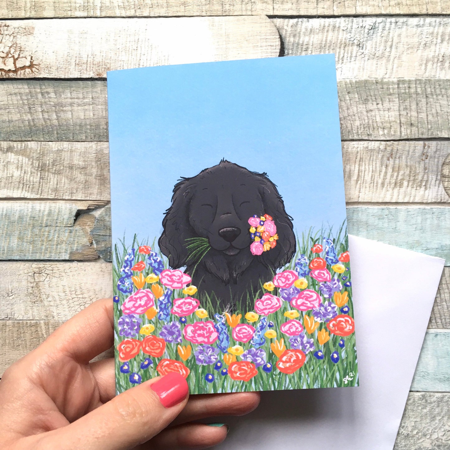 Spring Spaniel Blank A6 Sized Greeting Card, Any Occasion Dog Lover Greeting Card