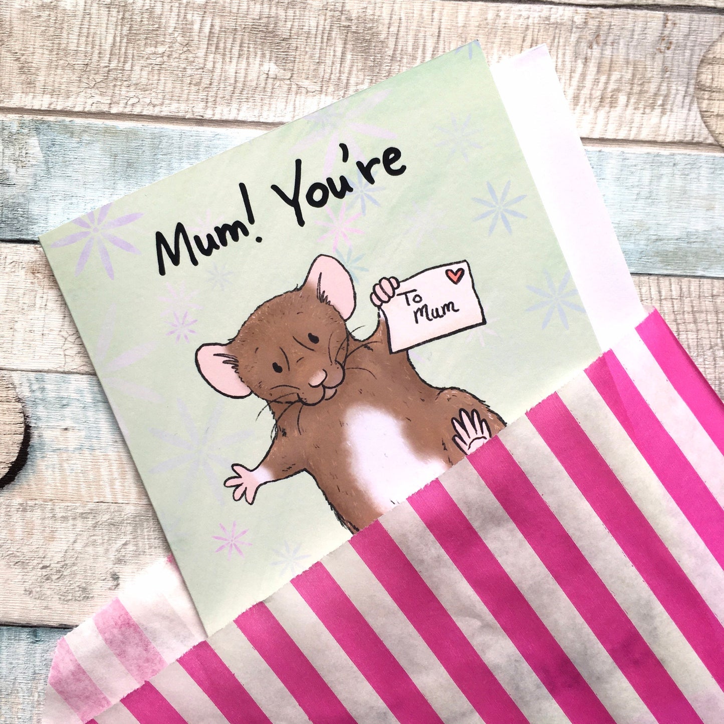 Mum! You're Rat-Tastic Pet Rat Blank A6 Sized Greeting Card, Rat Mum Card, Cute Fancy Rat Gift